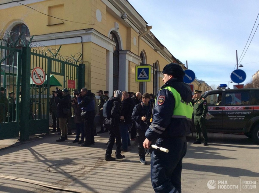 Ambulance car on the territory of the AF Mozhaisky Military Space Academy in St. Petersburg